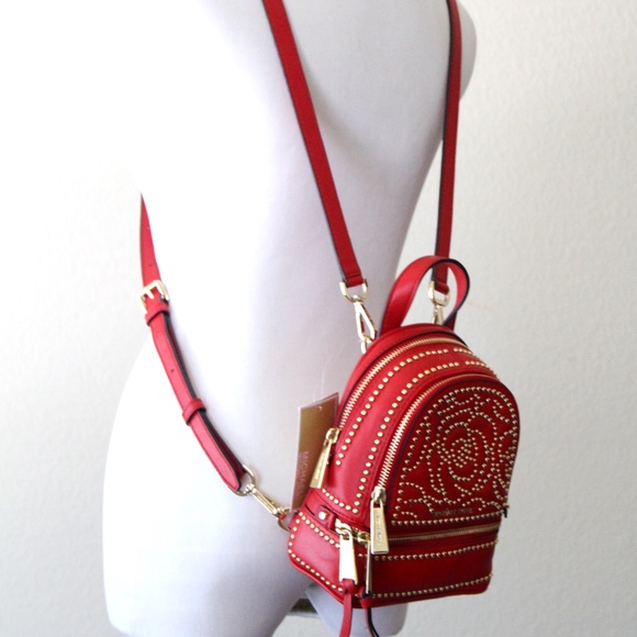 rhea mini rose studded leather backpack